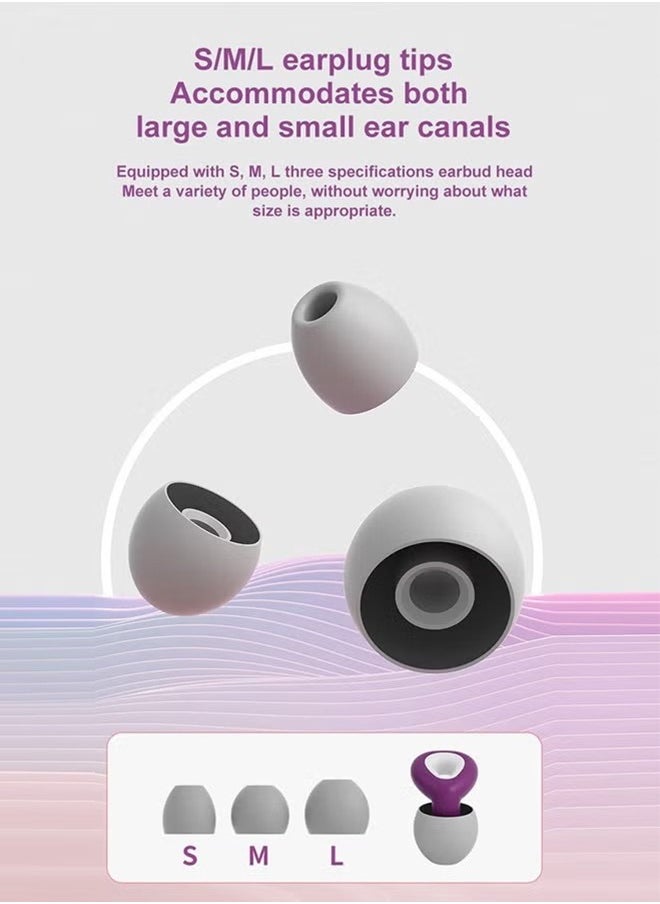 Generic Noise Reduction Waterproof Hearing Protection Earplugs, Reusable Silicone Leep Noise Cancelling Swimming Earplugs, S/M/L Three Sizes - Purple  - Image 3