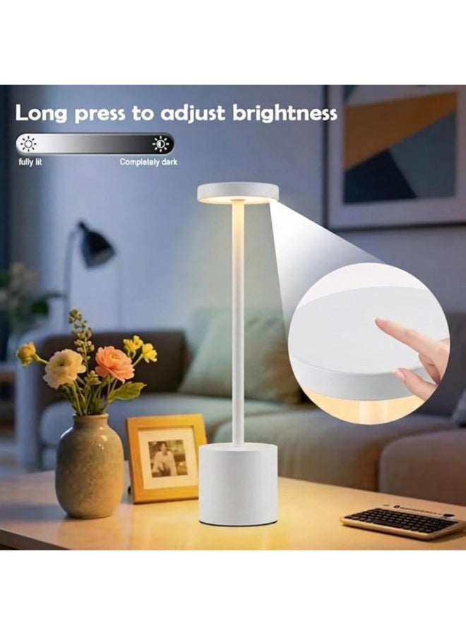 zentora Table Lamp, Rechargeable Battery Operated LED Desk Lamp with Touch Control,3 Color Stepless Dimmable Table Light, Modern Night Light, Nightstand Lamp, Bedside. (white) - Image 5