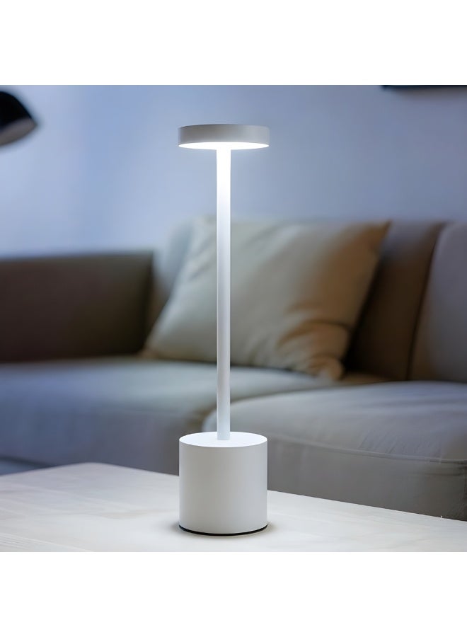 zentora Table Lamp, Rechargeable Battery Operated LED Desk Lamp with Touch Control,3 Color Stepless Dimmable Table Light, Modern Night Light, Nightstand Lamp, Bedside. (white) - Image 1