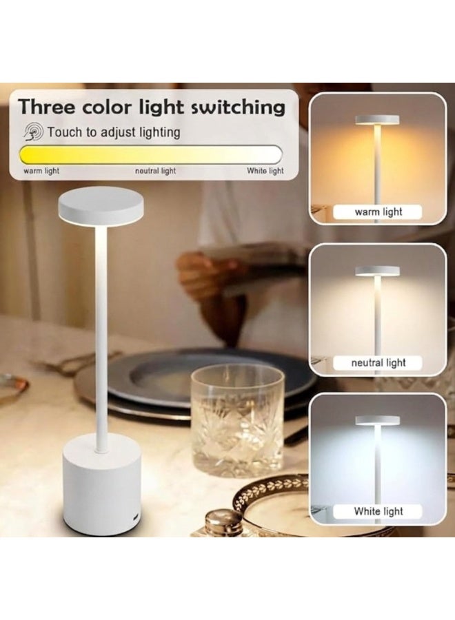 zentora Table Lamp, Rechargeable Battery Operated LED Desk Lamp with Touch Control,3 Color Stepless Dimmable Table Light, Modern Night Light, Nightstand Lamp, Bedside. (white) - Image 4