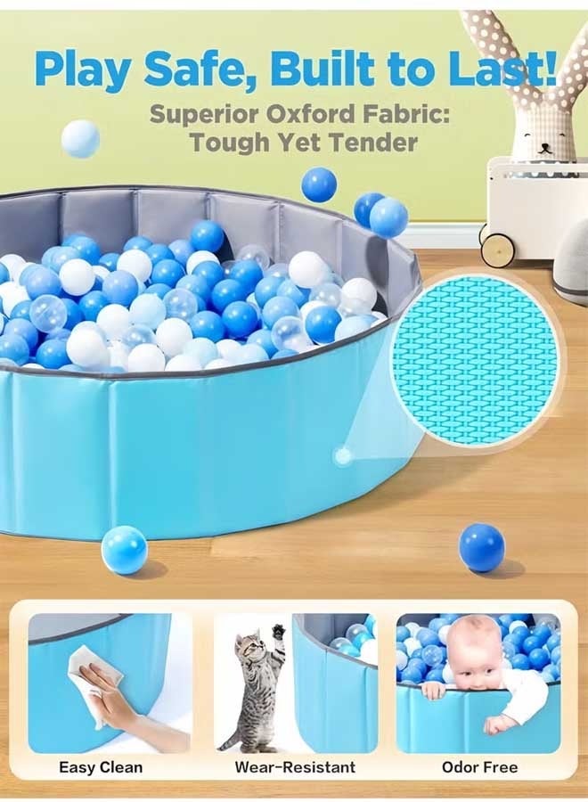 EzzySo Foldable Double Layer Oxford Cloth Kids Ball Pit, Play Ball Pool with Storage Bag (Balls Not Included) Playpen for Baby Toddlers (100CM, Large, Blue)  - Image 3