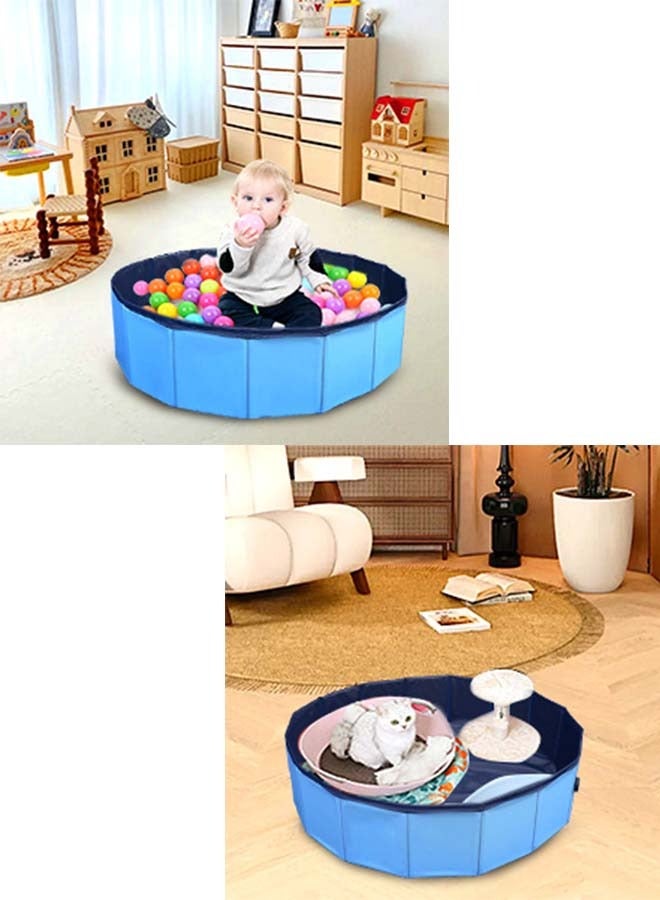 EzzySo Foldable Double Layer Oxford Cloth Kids Ball Pit, Play Ball Pool with Storage Bag (Balls Not Included) Playpen for Baby Toddlers (100CM, Large, Blue)  - Image 5