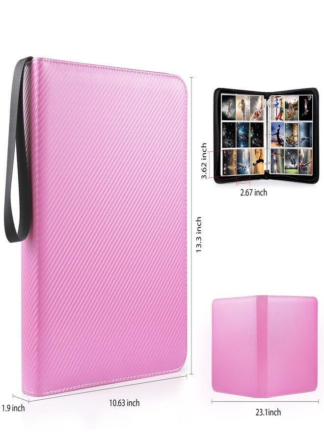 WOT I Trading Card Binder, 900 Pockets Baseball Card Binder Sleeves with Zipper, Double Sided Pockets Card Holder Carry Card Case for Baseball Card, Football Card(Pink), WO-CB-9-9 - Image 2