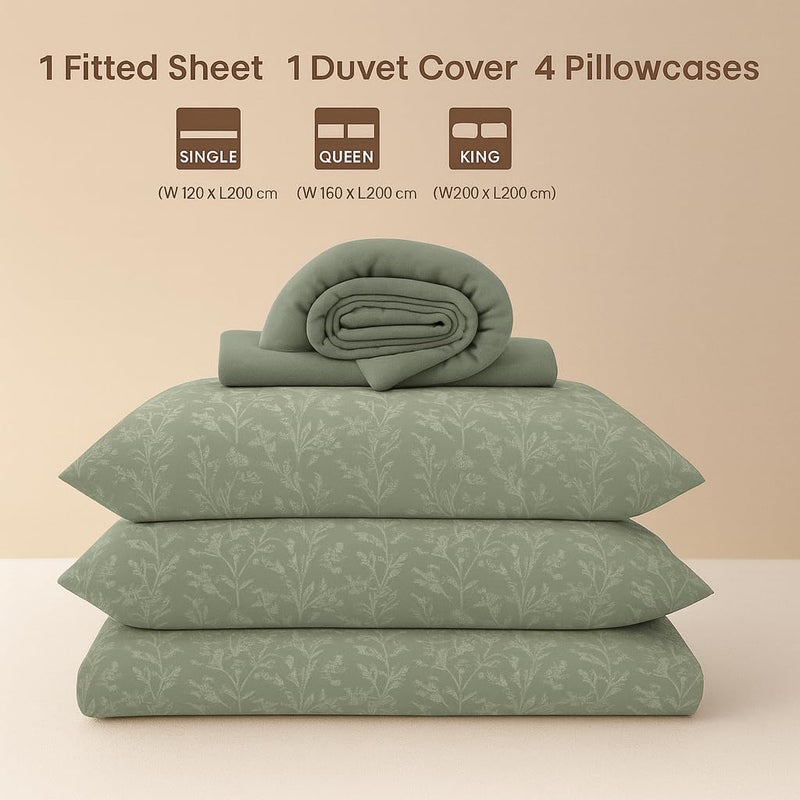 Amali  4 Pieces Bedsheet Set Single Size (120 x 200+35cm) Including 1 Duvet Cover 1 Fitted Sheet 1 Oxford & 1 Standard Pillowcases Durable & Long Lasting Quality - Image 2