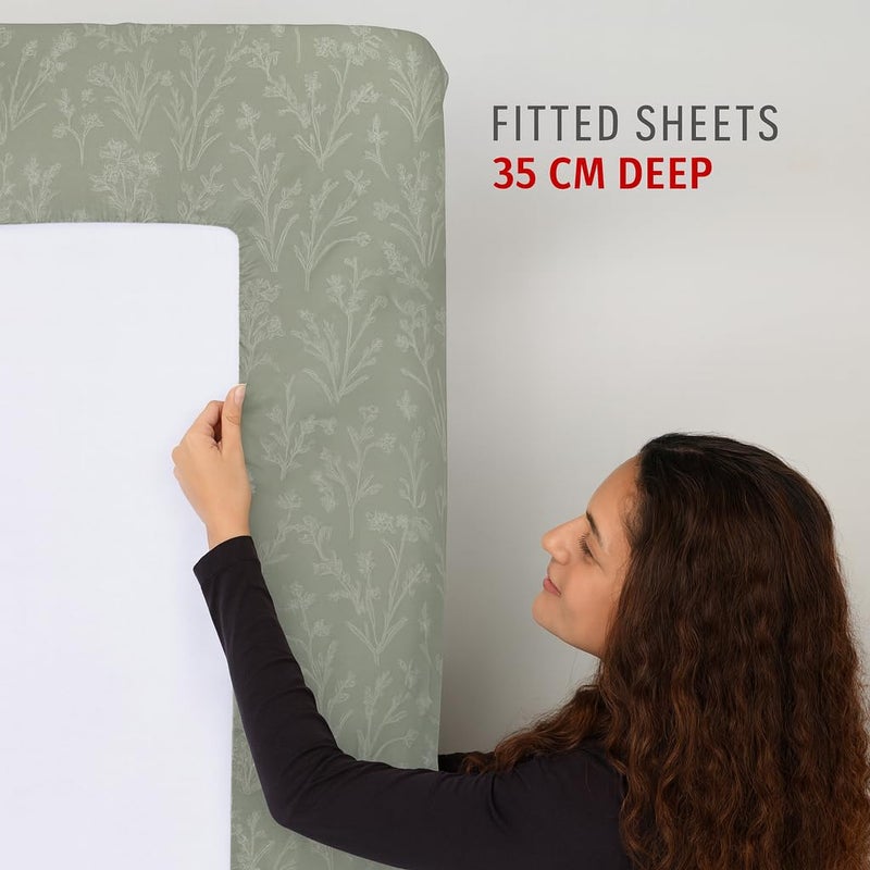 Amali  4 Pieces Bedsheet Set Single Size (120 x 200+35cm) Including 1 Duvet Cover 1 Fitted Sheet 1 Oxford & 1 Standard Pillowcases Durable & Long Lasting Quality - Image 4
