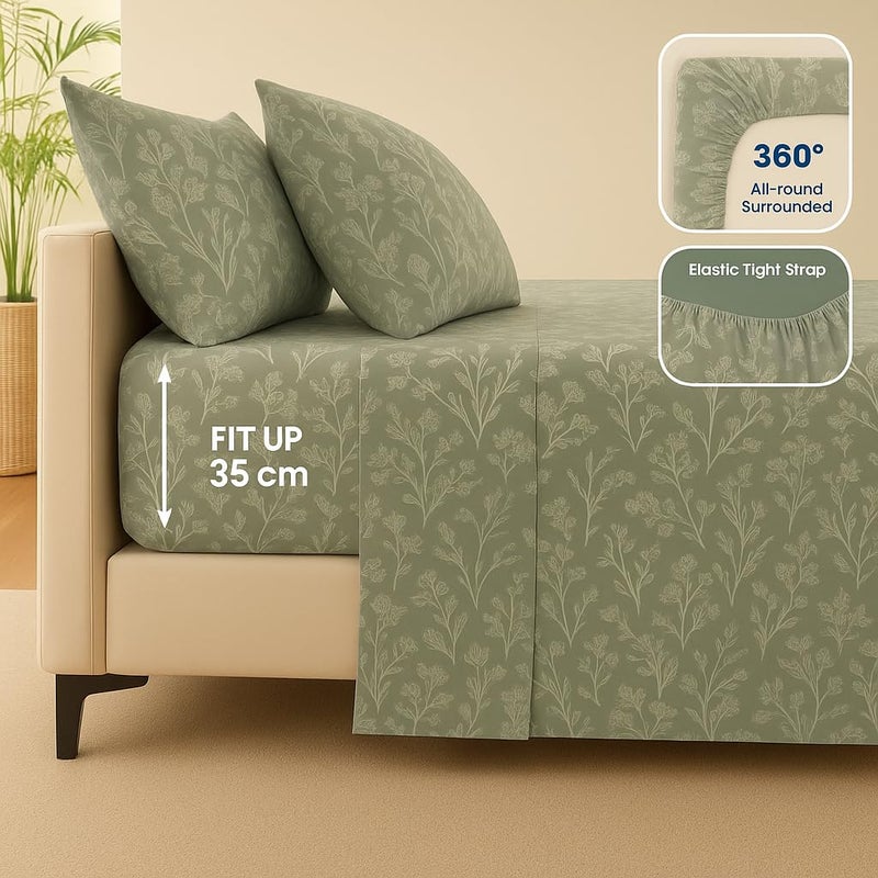Amali  4 Pieces Bedsheet Set Single Size (120 x 200+35cm) Including 1 Duvet Cover 1 Fitted Sheet 1 Oxford & 1 Standard Pillowcases Durable & Long Lasting Quality - Image 3