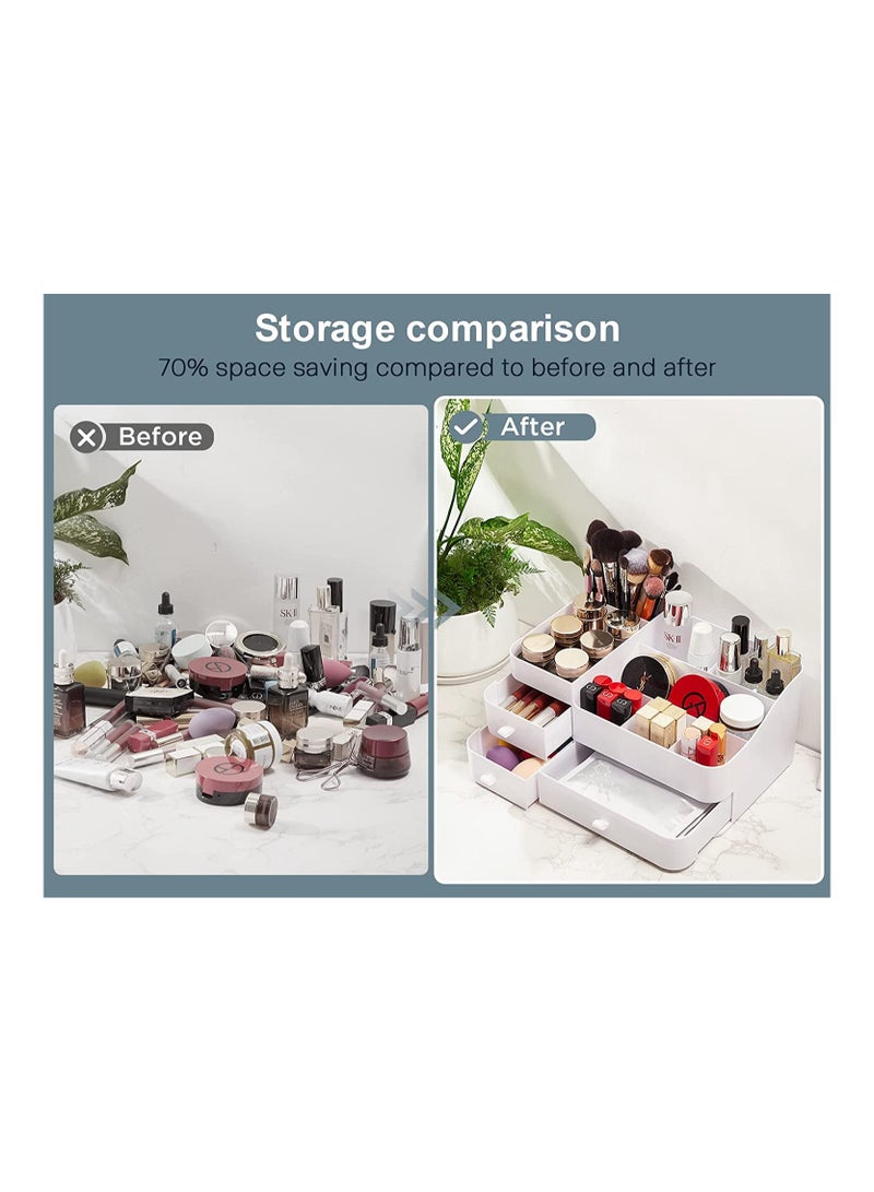 ORiTi Makeup Organizer with Drawers,Large Capacity Countertop Organizer for Vanity,Bathroom and Bedroom Desk Cosmetics Organizer - Image 4