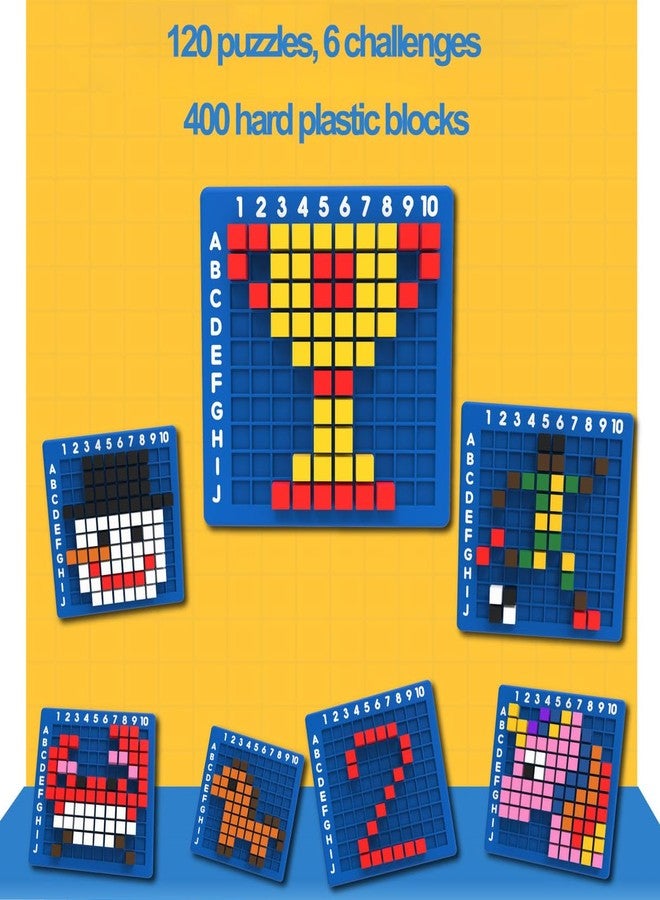 EXBEPE Pixel Art Kit Creator Puzzle Building Blocks,400 Plastic Cubes with 120+ Puzzles,STEM Educational Toy for Kids,Fine Motor Skills Game,Multicolor - Image 4