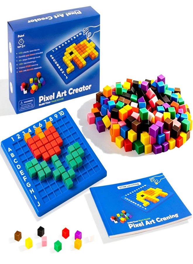 EXBEPE Pixel Art Kit Creator Puzzle Building Blocks,400 Plastic Cubes with 120+ Puzzles,STEM Educational Toy for Kids,Fine Motor Skills Game,Multicolor - Image 1