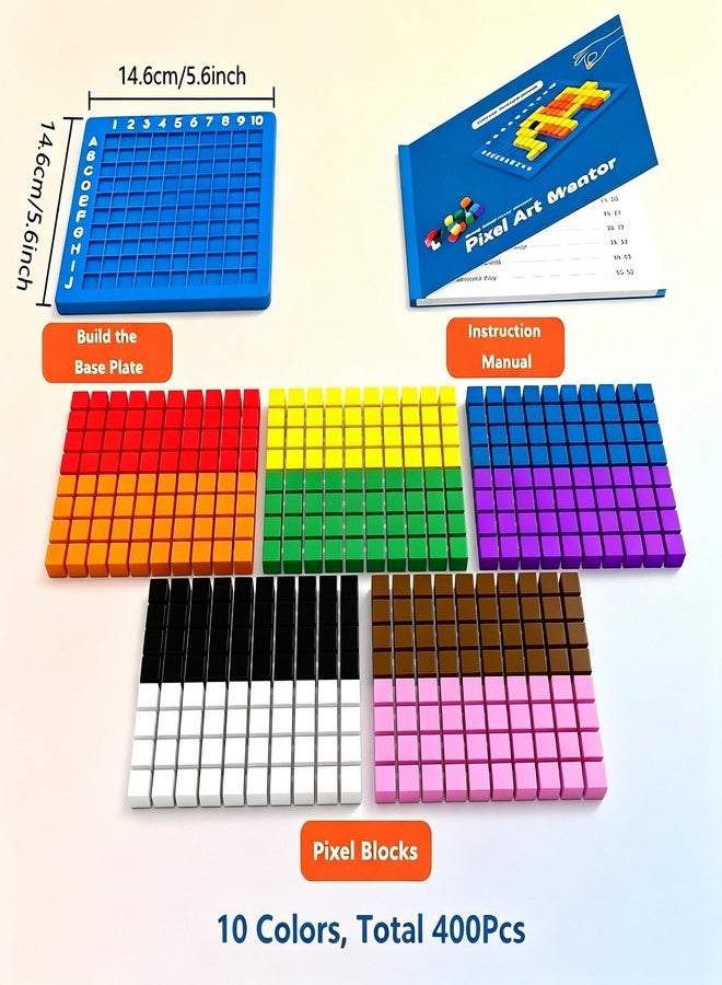 EXBEPE Pixel Art Kit Creator Puzzle Building Blocks,400 Plastic Cubes with 120+ Puzzles,STEM Educational Toy for Kids,Fine Motor Skills Game,Multicolor - Image 5