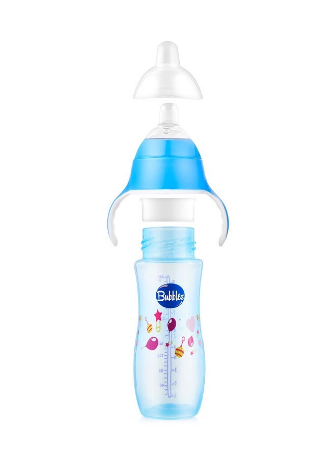 Bubbles Natural Feeding Bottle 280ml with Handle (Designs on product may vary) - Blue - Image 2