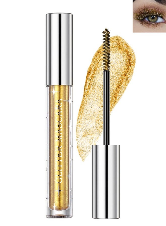 LYSdefeu Glitter Shimmer Mascara-1Pcs Gold Colored Metallic Diamond Mascara, Long Lasting Waterproof Sparkly Tubing Mascara, Voluminous Curling Eyelashes, Makeup Gift for Women Girl Party Stage Use-02 - Image 1