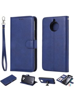 HuHa Case Cover Compatible For Motorola Moto G5s Plus Solid Color Horizontal Flip Protective Case with Holder & Card Slots & Wallet & Photo Frame & Lanyard Blue