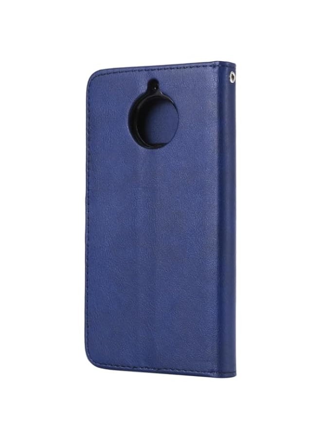 HuHa - HuHa Case Cover Compatible For Motorola Moto G5s Plus Solid Color Horizontal Flip Protective Case with Holder & Card Slots & Wallet & Photo Frame & Lanyard Blue - Image 1