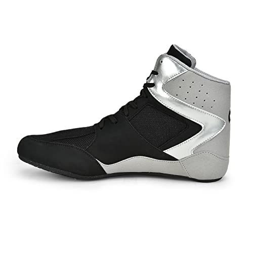 USI UNIVERSAL 701WBG Comferto Black/Grey Sports Shoes for Wrestlers for Men & Women with Pu Suede, Mesh & Rubber Construction (11 UK/Ind) - Image 5