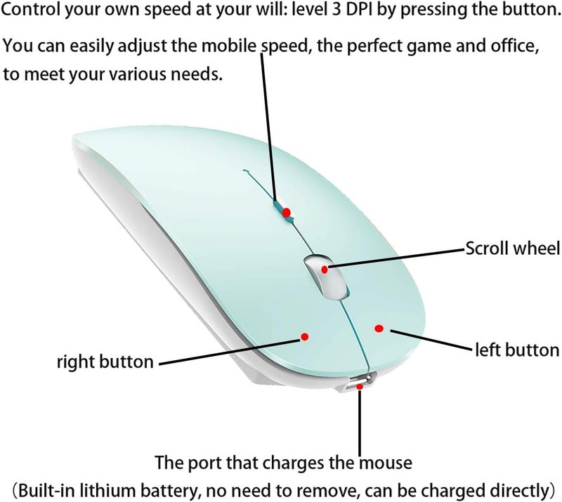 PEIBO Bluetooth Wireless Mouse for Laptop mac MacBook ipad MacBook air MacBook pro pc Desktop Computer Windows Chromebook Notebook - Image 5