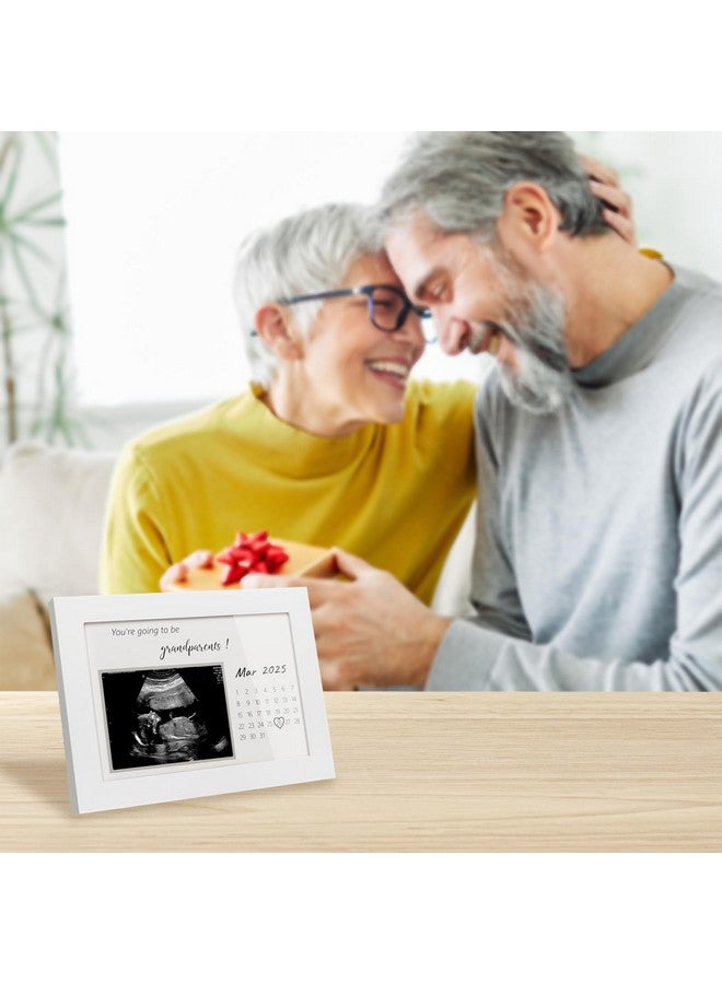 HAMUIERS Pregnancy Announcement for Grandparents, Sonogram Picture Frame, Baby Announcement Sign, Surprise Baby Reveal Ideas to Grandparents Ultrasound Keepsake Frame, First Time Grandparents Gifts, White - Image 5