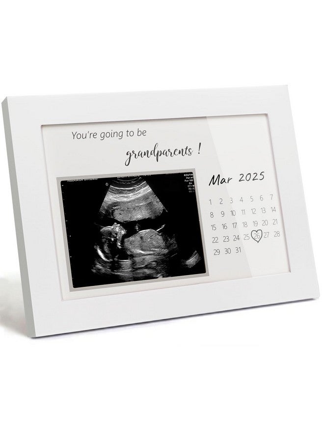 HAMUIERS Pregnancy Announcement for Grandparents, Sonogram Picture Frame, Baby Announcement Sign, Surprise Baby Reveal Ideas to Grandparents Ultrasound Keepsake Frame, First Time Grandparents Gifts, White - Image 1