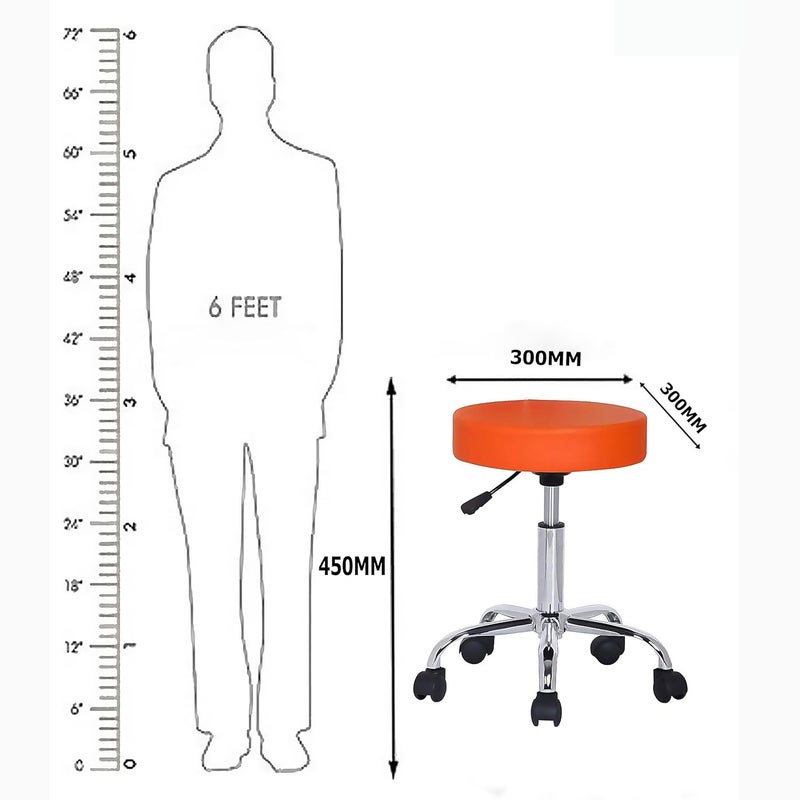 Generic NGFC Doctor Stool with Adjustable Height Wheels and Bonded Leather Upholstery Sitting Stool for for DoctorKitchen StoolOffice StoolChairCafCafeteria StoolMetal Bar Stool Orange  - Image 5