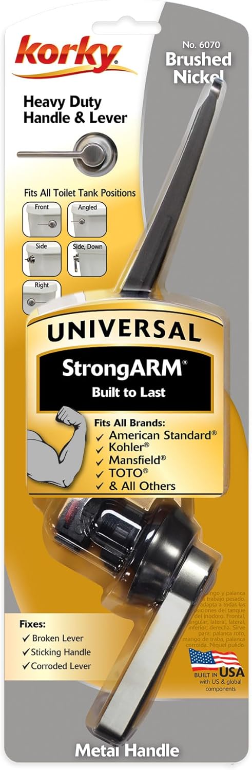 Korky 6070BP BN STRONGARM Tank Lever Universal to Fit Front Angled Side Left and Right Mount Toilets Brushed Nickel Classic Style - Image 4