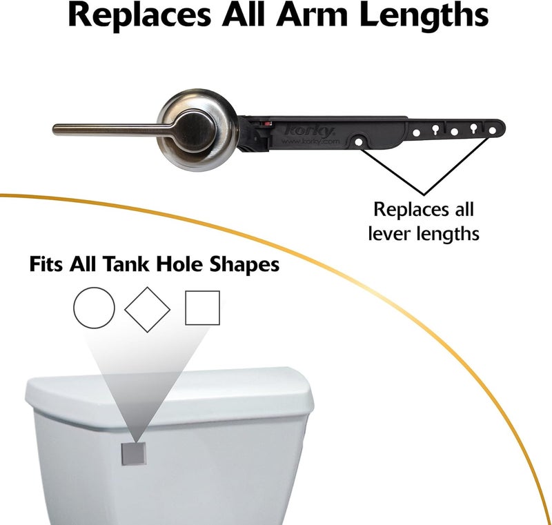 Korky 6070BP BN STRONGARM Tank Lever Universal to Fit Front Angled Side Left and Right Mount Toilets Brushed Nickel Classic Style - Image 5