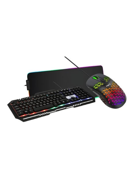 point combo gaming rgb Mouse and Keyboard with Mouse Pad black