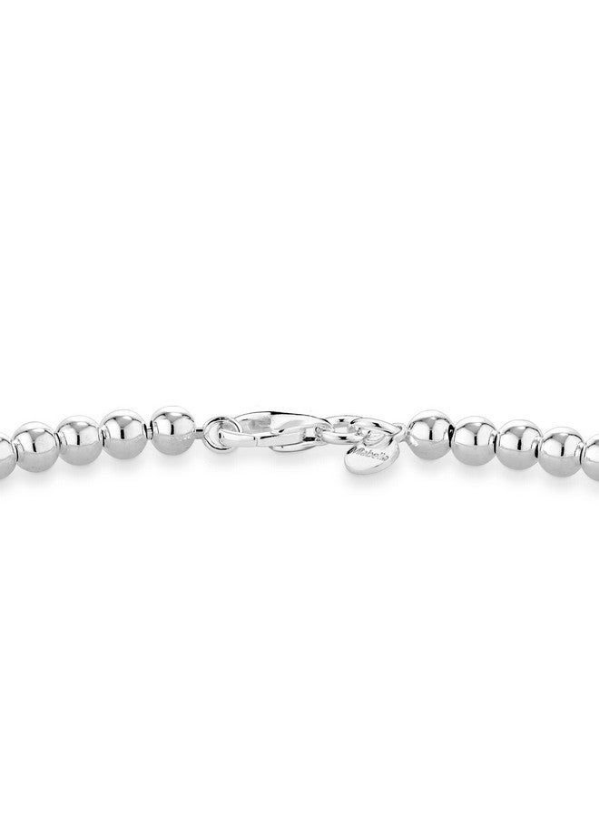 Miabella 925 Sterling Silver Italian Handmade 4mm Bead Ball Strand Chain Bracelet for Women, Made in Italy (7.00 Inches) - Image 2