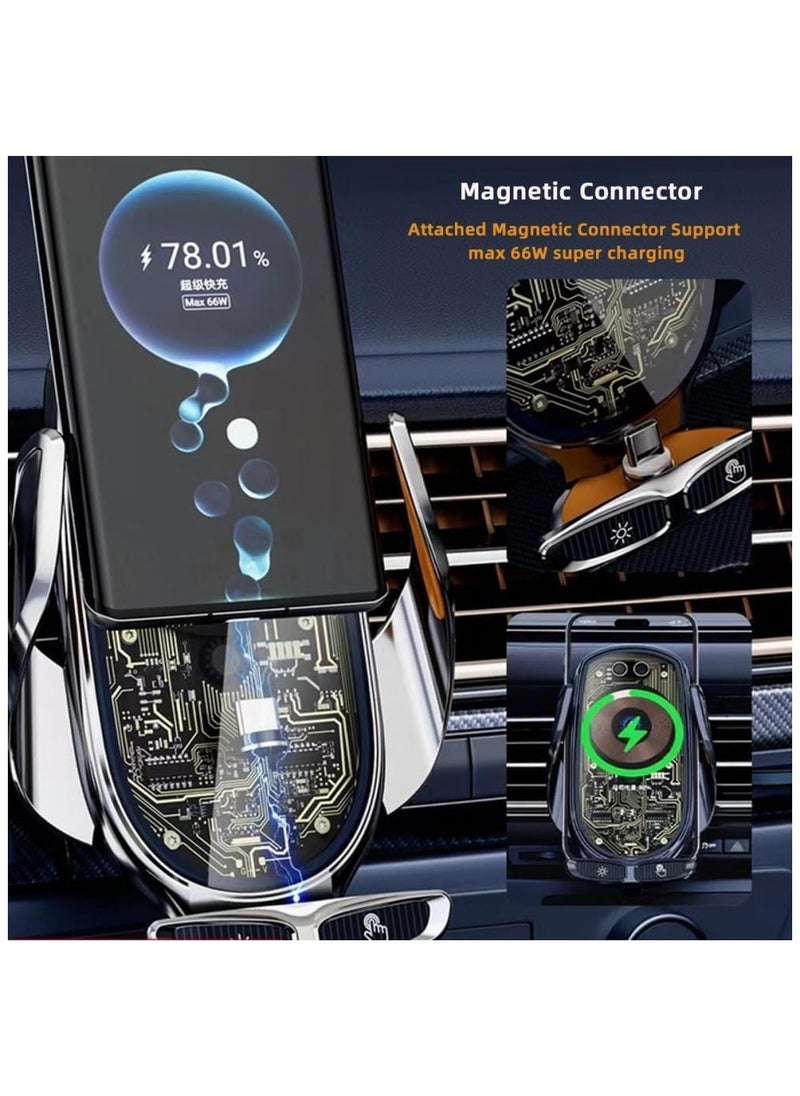 WINCA - Type-C Wireless Charger Car Air Vent Mount Holder Cradle USB-C Magnetic Charging Pad 360 Degree Rotation Universal Cell Phone Mount Compatible for 4-7 inch Phone, Black - Image 1