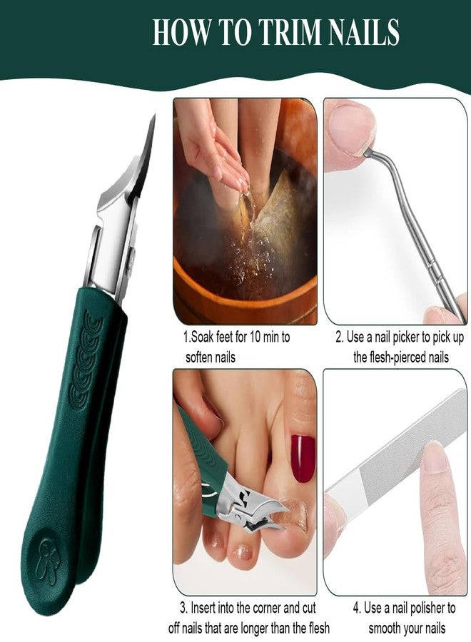 Brijvila Eagle Beak Beveled Nail Clippers 3 pc Sets of Wide Jaw Opening Anti-Splash Slanted Nail Cutter Long Handle Edge Nail Clippers for Thick Nails & Ingrown Care For Men Women & Seniors - Image 4