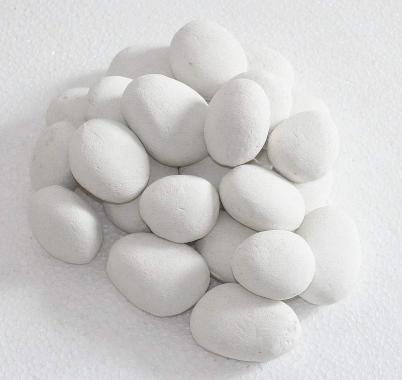 Hmleaf hmleaf 24 Pcs StoneLike Ceramic Fibre Pebbles for Gas fireplaces Stove Gas firepit with WhiteBlackGreyKhaki Color White 