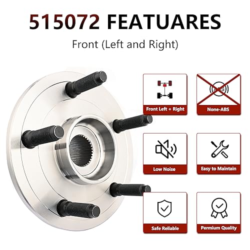 JLEO 515072 Front Wheel Hub Bearing Assembly Compatible with 2002-2008 Dodge RAM 1500 5 Lugs Non-ABS 2WD OR 4WD (1) - Image 5