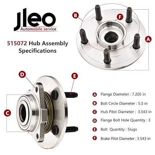 JLEO 515072 Front Wheel Hub Bearing Assembly Compatible with 2002-2008 Dodge RAM 1500 5 Lugs Non-ABS 2WD OR 4WD (1) - Image 4