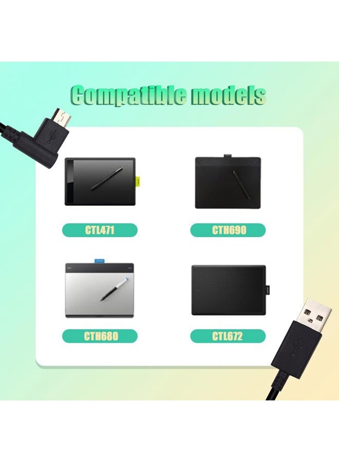 Adhiper كابل شحن ميكرو USB أسود بارتفاع 4.9 قدم بديل لأجهزة Wacom Intuos و Bamboo - Image 2