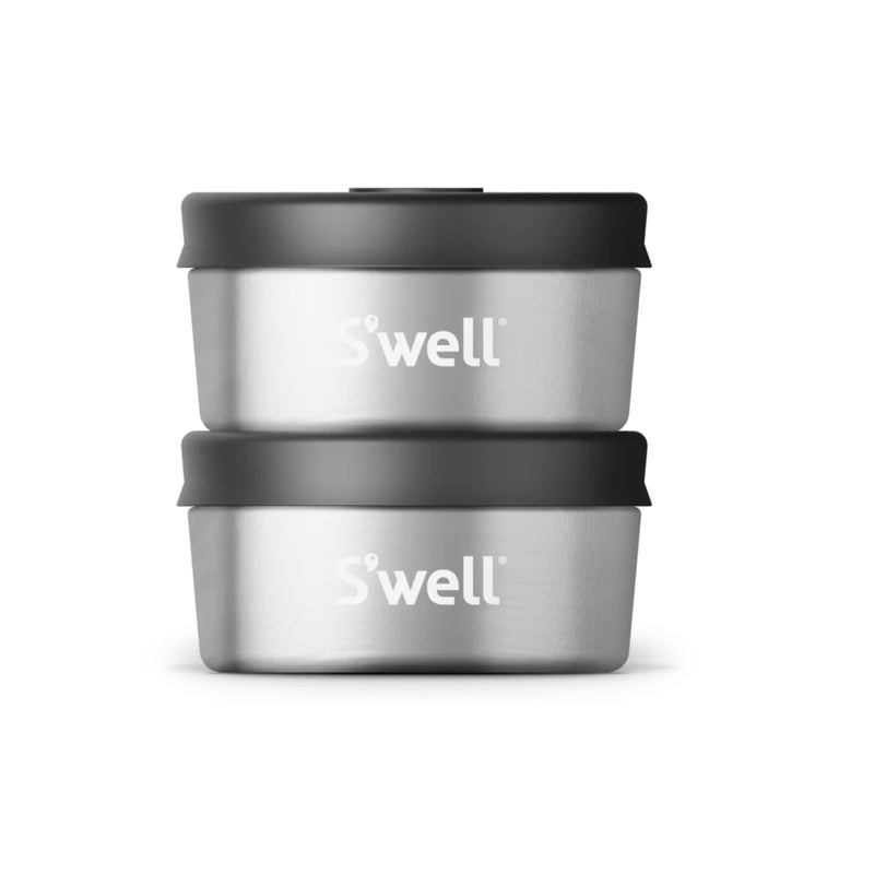 S'well S'well Stainless Steel Condiment Container Set of Two  2oz  Black  Single Walled Durable Construction  Leakproof Silicone Lids  Dishwasher Safe - Image 1