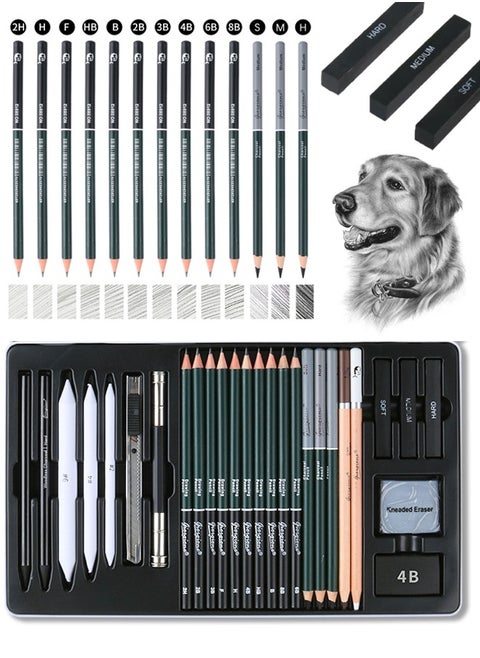 27 Sketch Pencils Set Professional Charcoal Pencil With Eraser Drawing Pen With Storage Box Durable And Stable Suitable For Painting, Sketching, Writing