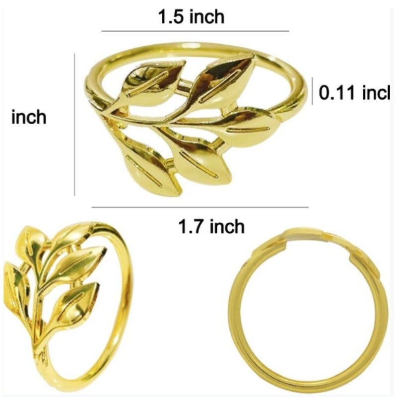Gold Napkin Rings Set of 12, Durable Polished Leaf Shaped Napkin Rings Table Decor for Christmas, Wedding, Party, Table Settings - Image 5