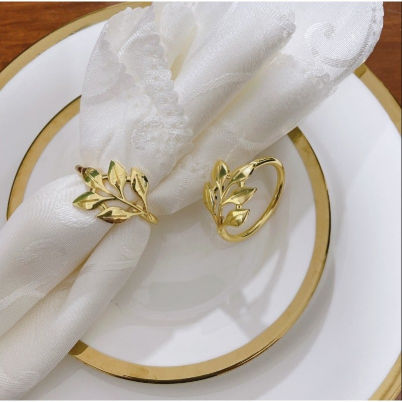 Gold Napkin Rings Set of 12, Durable Polished Leaf Shaped Napkin Rings Table Decor for Christmas, Wedding, Party, Table Settings - Image 2