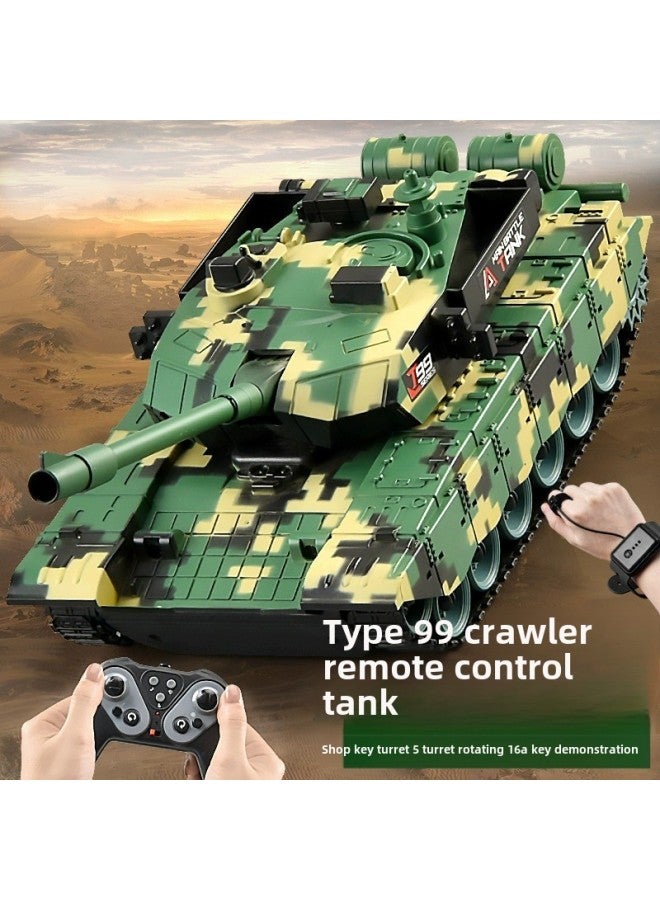Remote Control Tank Car Crawler 99 Type Children's Charging Electric Off-road Tiger Armored Car Model Boy Toy Car-Color:Gesture Sensing Dual Remote Control 9 Command 2.4G Tiger Tank Brown Green-Battery Rotation-Specifications: Three Pieces Of Rechargeable Battery Remote Control Battery  - Image 2