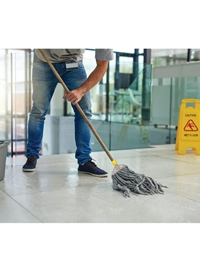 Cotton Mix Wet Mop - Plastic Holder, Long Lasting Superabsorbent For Floor Cleaning, Commercial Household Clean Hardwood, Vinyl, Tile, Etc (Mop Only)