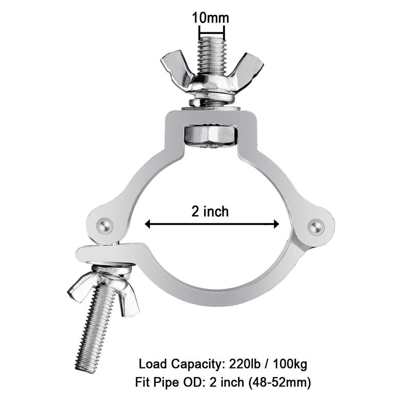 EYESHOT 10PCS Eyeshot Premium Truss Clamp Stage Light Clamp, 2 Inch Aluminum Light Clamps for Truss, Heavy Duty 220lb LED Par Light Moving Head Lighting Clamps, Fit for 48-52mm OD Tube/Pipe - Image 2