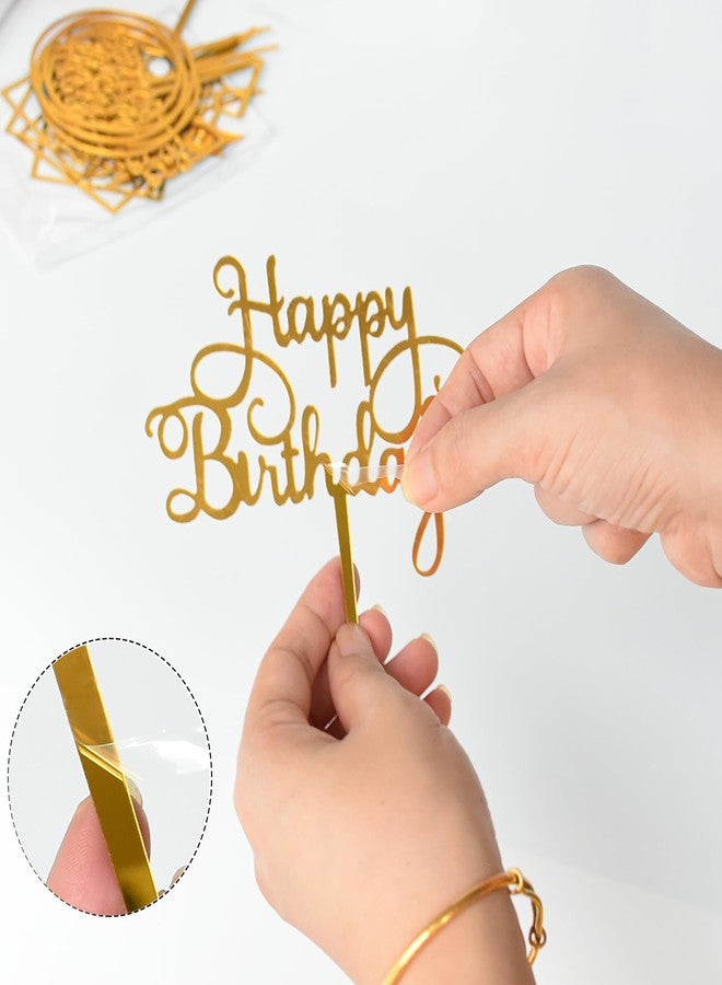 Chewarelly 12 Pack Multi Styles Birthday Cake Topper Set, Acrylic Cake Bunting Decor Birthday Cake Picks Party Decorations Supplies(Black) - Image 3