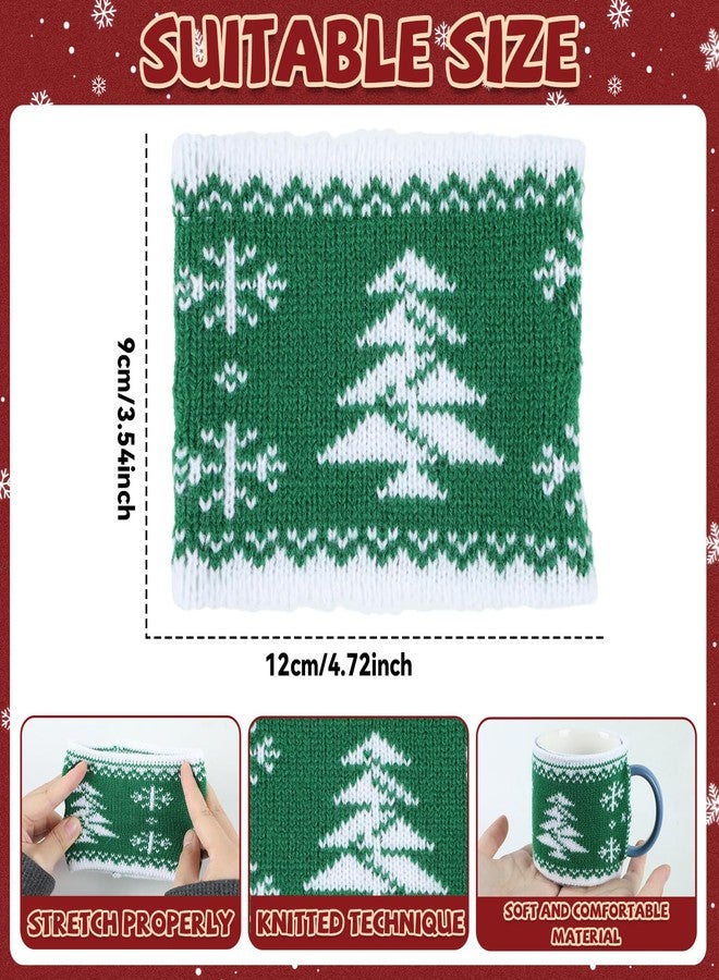 OBUSATT 8 Pcs Christmas Coffee Mug Cozy Knitted Cup Sweater Sleeve Cover - Reusable Crochet Tea Warmer Wrap With Buttons - Winter Decoration for Coffee Drinkers - Image 2