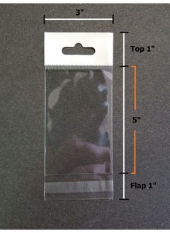 UNIQUEPACKING 100 Pcs 3X5 Inch Clear Cello Bags Resealable W/Hanging Header Hang Top  - Image 2