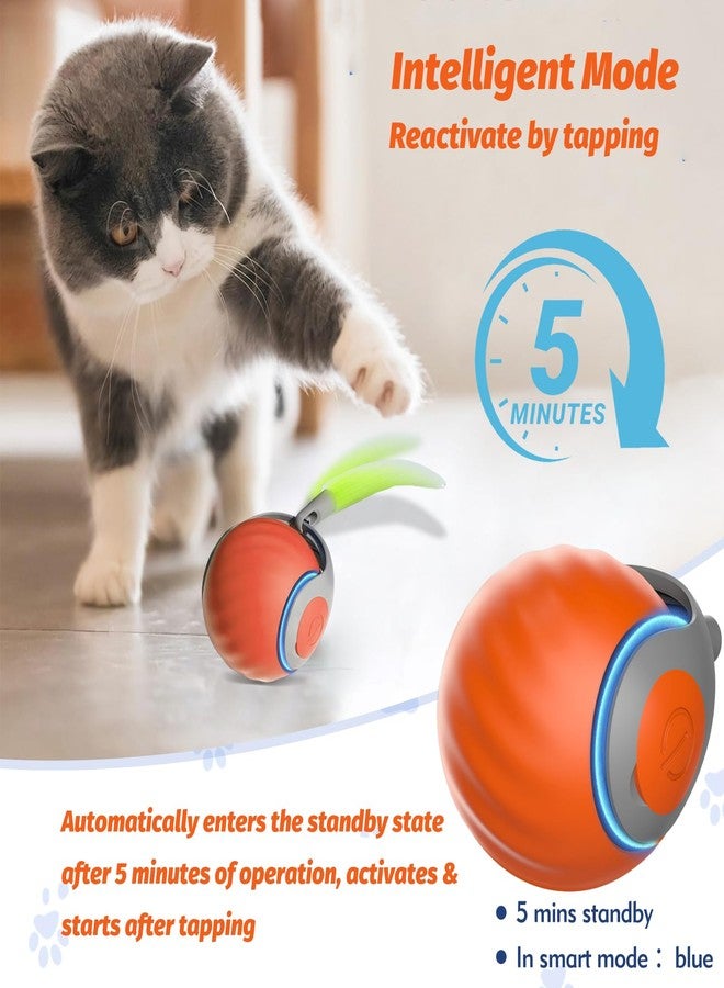 Eiruseed Upgraded Speedy Interactive Cat Ball 4.0 Toys with 2 Optional Tails, Smart Moving Ball Cat Toy for Bored Indoor Cats, Rechargeable & Detachable Automatic Kitten Rolling Balls Toy (Orange) - Image 4