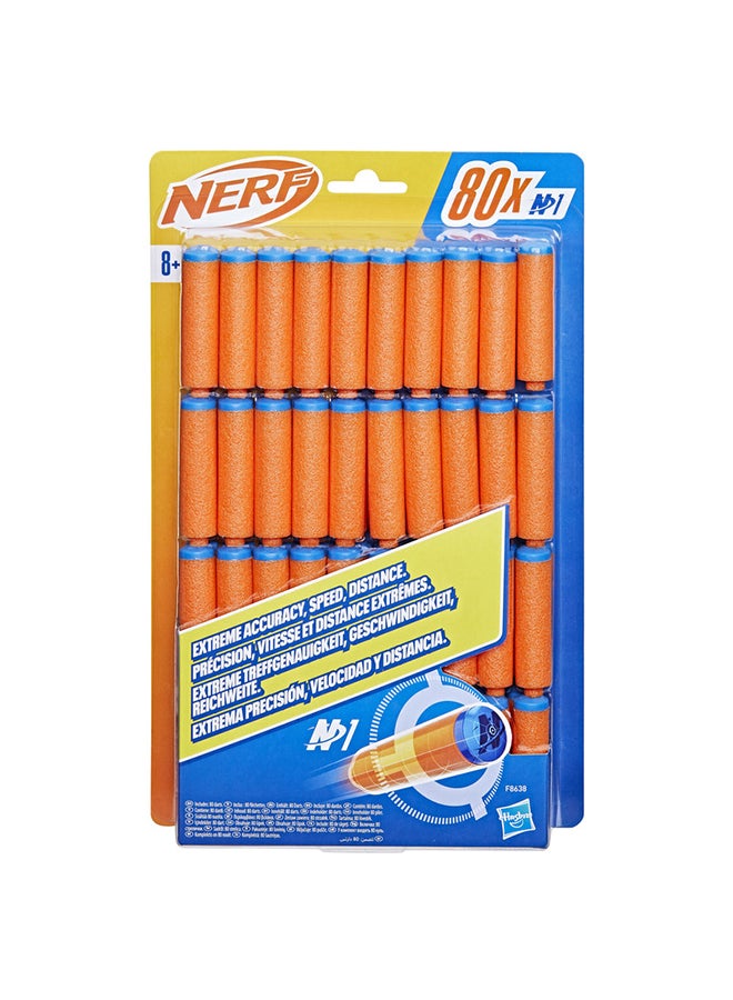 نيرف سلسلة N1 من سهام نيرف، تشمل 80 سهم، متوافقة فقط مع مسدسات سلسلة N، ألعاب خارجية، للأعمار 8 وما فوق - Image 1