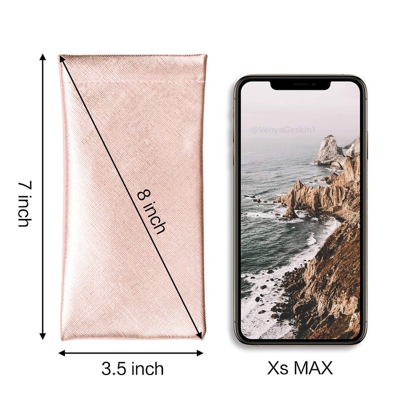 Vemiss 3 Pack Glasses Case,Squeeze Top Soft Portable Pouch for Sunglass eyeglass (Silver Pink Gold) - Image 2