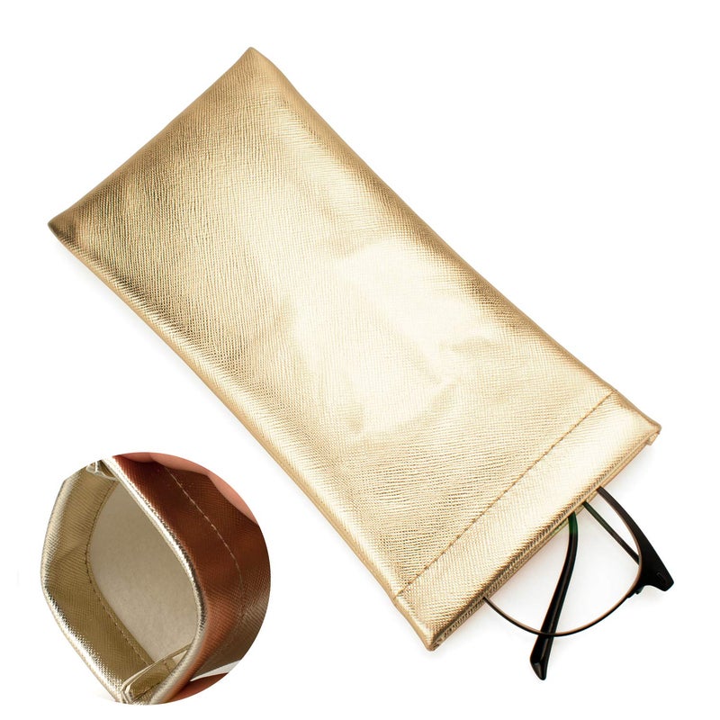 Vemiss 3 Pack Glasses Case,Squeeze Top Soft Portable Pouch for Sunglass eyeglass (Silver Pink Gold) - Image 5