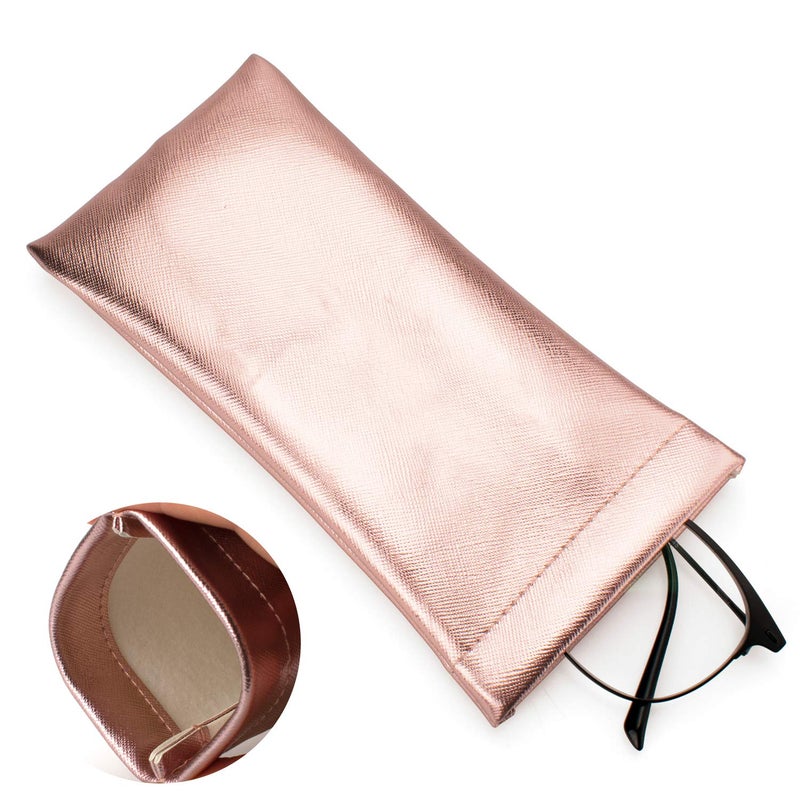 Vemiss 3 Pack Glasses Case,Squeeze Top Soft Portable Pouch for Sunglass eyeglass (Silver Pink Gold) - Image 4