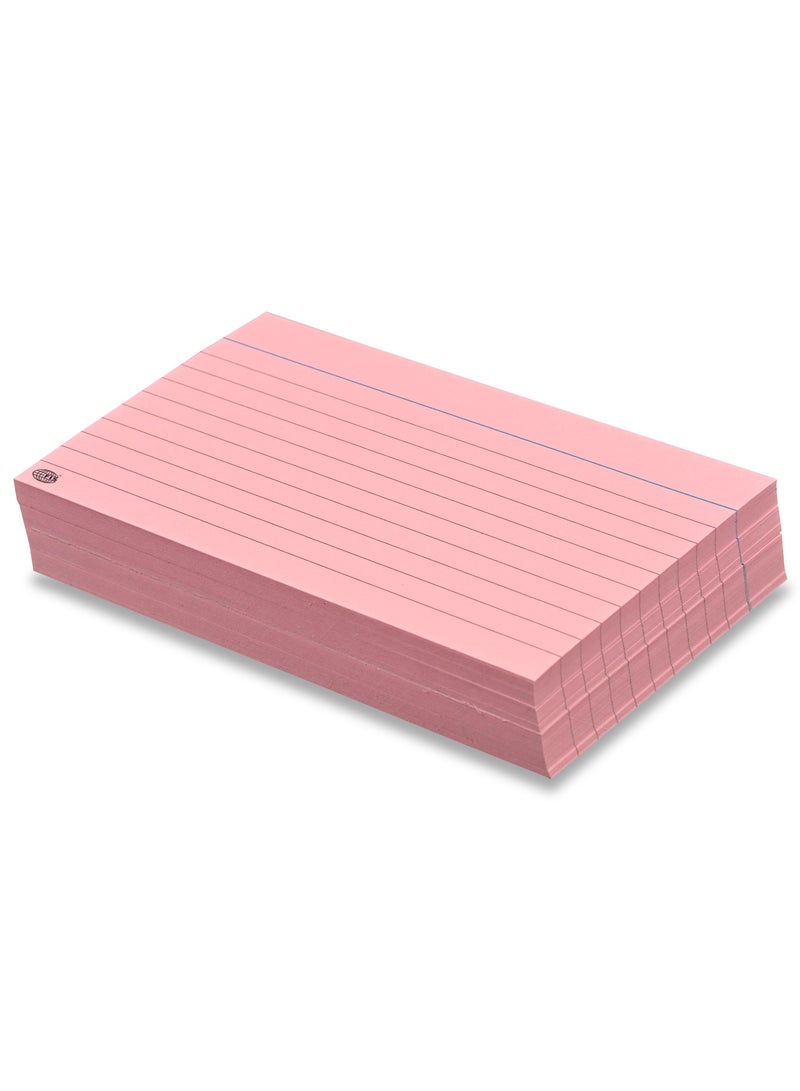 FIS® Ruled Record Cards or Index Cards, Size:5"x3" Inches (127x76mm), Two Sides Single Ruled, 180gsm, 100 Sheets Per Packet,Packet of 3 Pieces, Pink Color-FSIC53-180PI-3 - Image 2