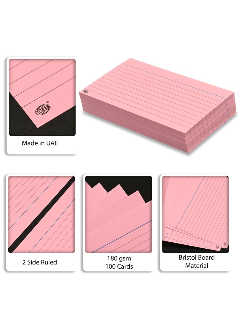 FIS® Ruled Record Cards or Index Cards, Size:5"x3" Inches (127x76mm), Two Sides Single Ruled, 180gsm, 100 Sheets Per Packet,Packet of 3 Pieces, Pink Color-FSIC53-180PI-3 - Image 5